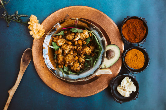Roasted Cauliflower and Chickpeas in Ethiopian Spices