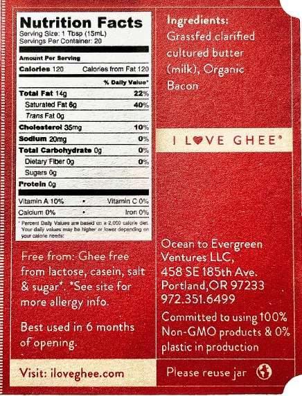 Grass-Fed Bacon Ghee | Ahara Rasa