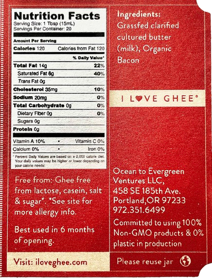 Grass-Fed Bacon Ghee | Ahara Rasa